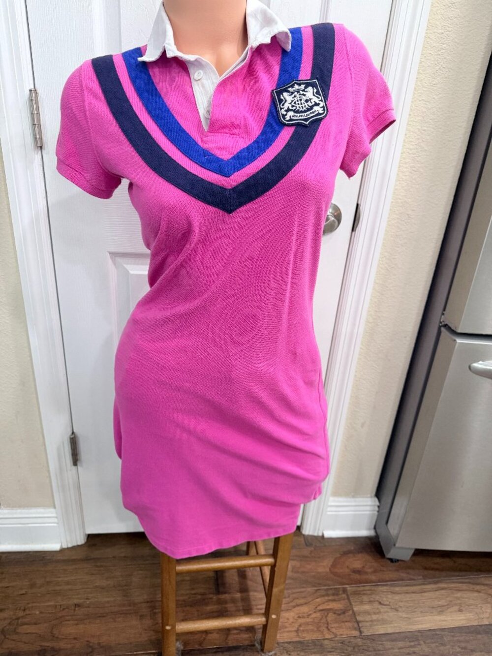 Ralph Lauren Sport Pink Crest Polo Mini Dress S Preppy Varsity Y2K